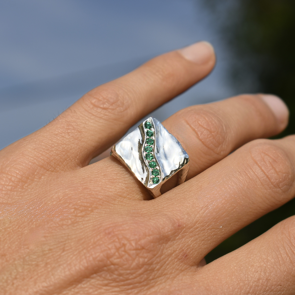 Thumbnail: emerald silver ring, nature-inspired ring