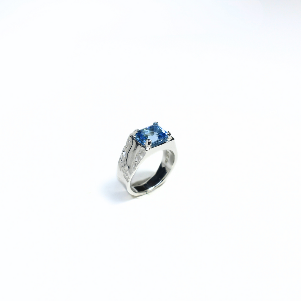 Thumbnail: Elegant high-polish ring with emerald-cut topaz, the November birthstone, symbolizing strength & beauty