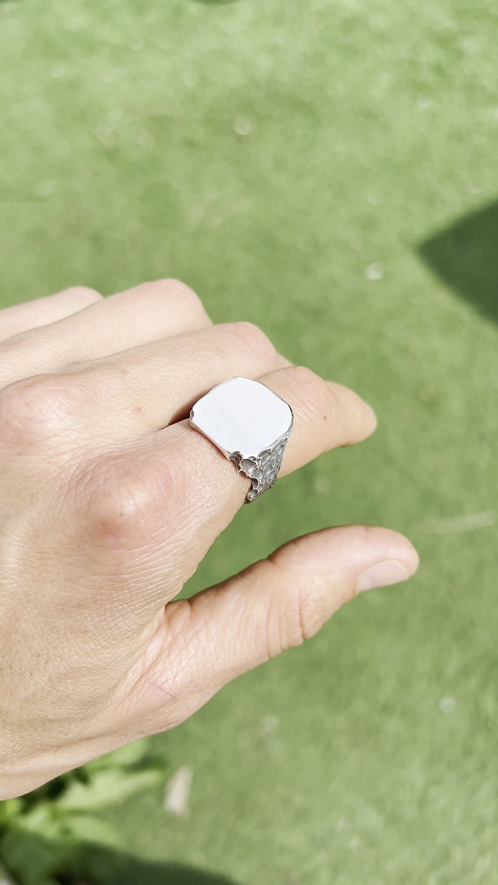 Thumbnail: Silver Signet Ring, Unique oxide silver jewelry, Men's ring