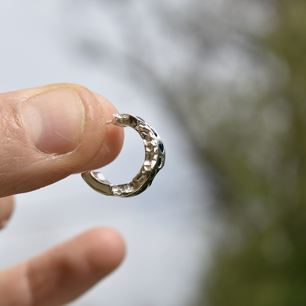 Thumbnail: Silver Hoop Earrings With Stone | Caranation