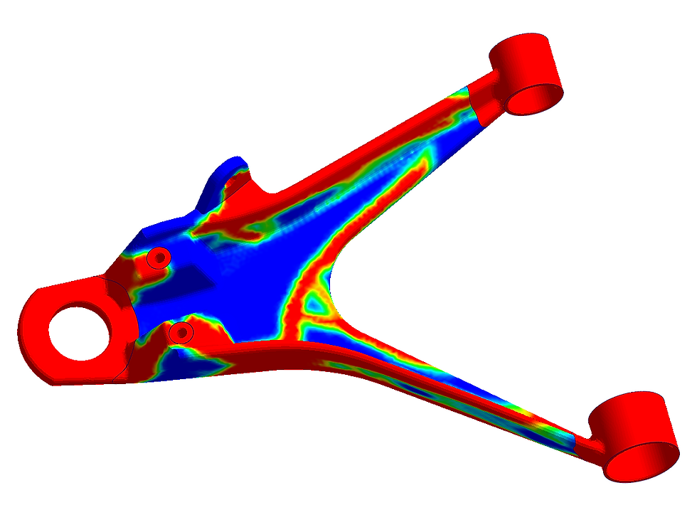 Figura 3: Ottimizzazione topologica derivante da carico di frenata
