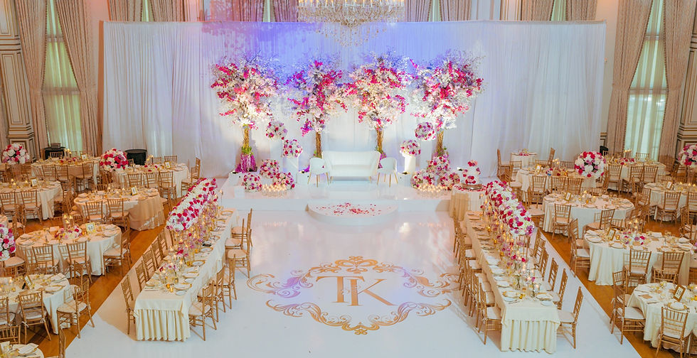 Bright colored floral arrangements for a wedding reception located in New York, designed by Exclusive Events -- a special event decor company in Farmingdale, NY.
