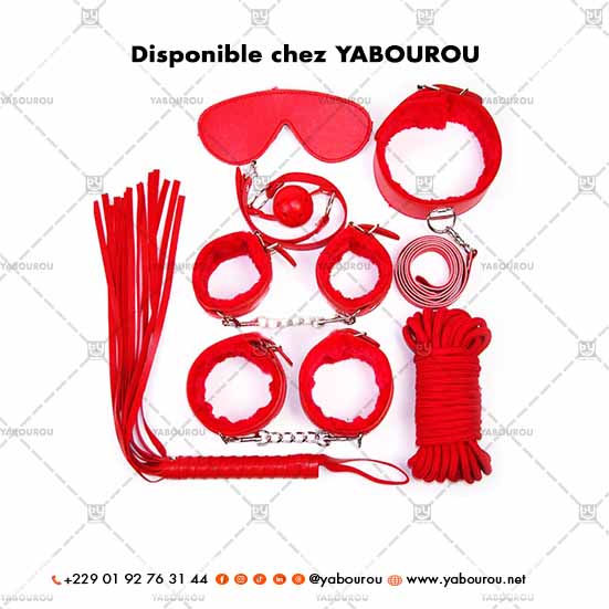 Miniature : KIT DE BONDAGE MENOTTES FETICHISTES SEXY BRACELETS DE CHEVILLE FOUET ET COLLIER