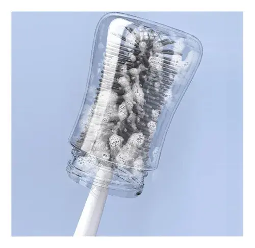 Miniature : BROSSE À BIBERON 3 EN 1 EN SILICONE SOUPLE AVEC RÉSERVOIR DE RÉCUPÉRATION D'EAU