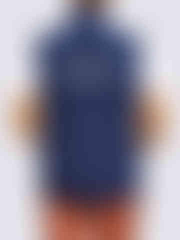 navy soft shell vest back view with logo