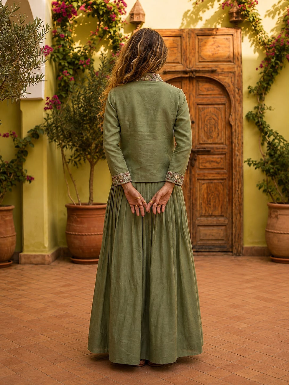 थंबनेल: RANG BHOOMI - PREMIUM ZAZU SILK LEHENGA WITH EMBROIDERED JACKET - LILLEMART.COM