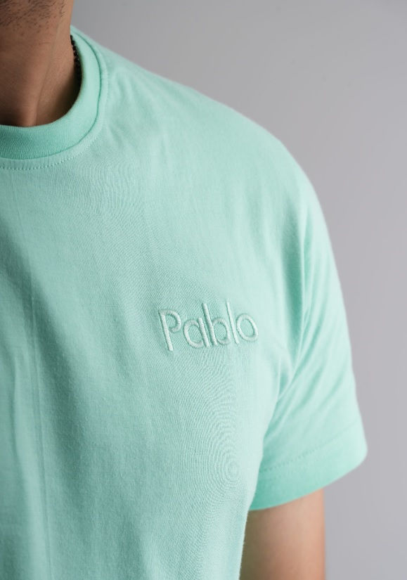 थंबनेल: COCKTAIL FASHION - PABLO EMBROIDERED ROUND NECK TSHIRT -SEA GREEN - BUYBAY.IN