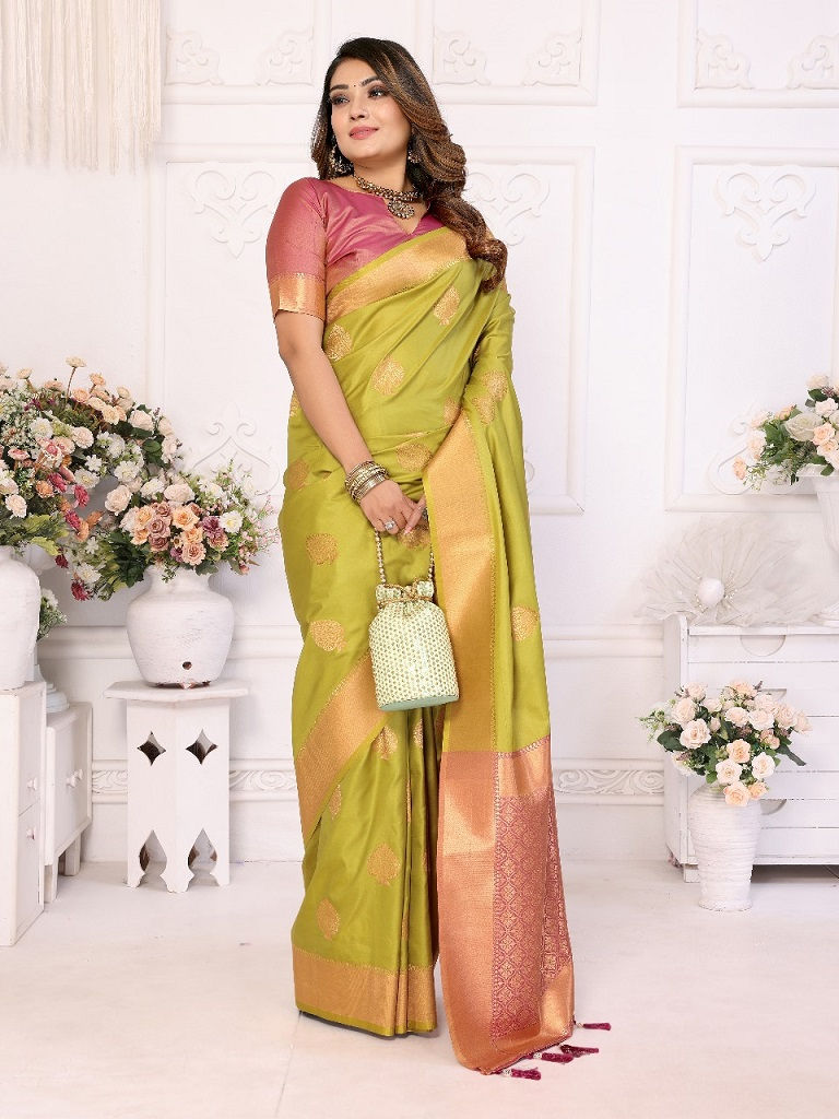 थंबनेल: RANG BHOOMI - SOFT SILK SAREE WITH BUTTA  - LILLEMART.COM