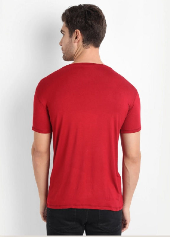 Thumbnail: BAMBOOLOGY - MEN REGULAR PLAIN BAMBOO RED T-SHIRT  - LILLEMART.COM