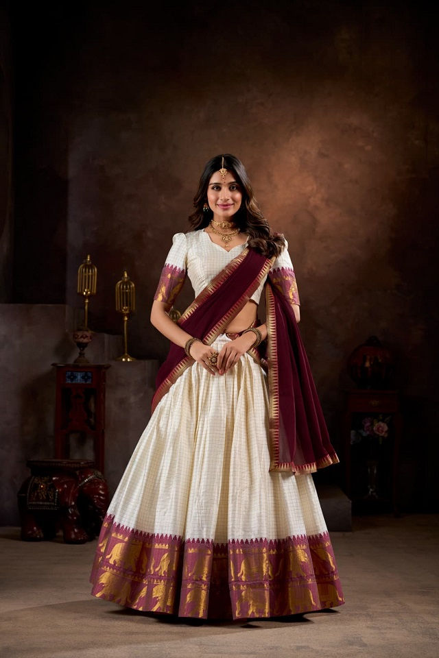 Thumbnail: RANG BHOOMI - KALYANI COTTON LEHENGA CHOLI - LILLEMART.COM