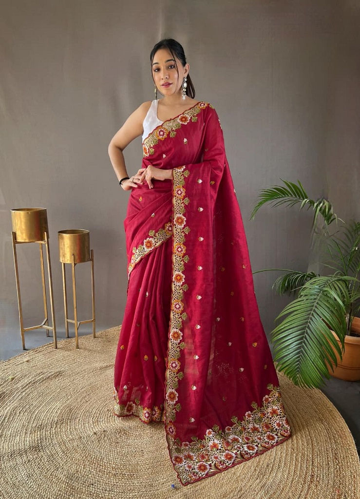 Thumbnail: RANG BHOOMI - PURE MATKA SILK SAREE - LILLEMART.COM