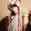 Thumbnail: RANG BHOOMI - WHITE LINEN SAREE WITH FLORAL DIGITAL PRINTS - LILLEMART.COM