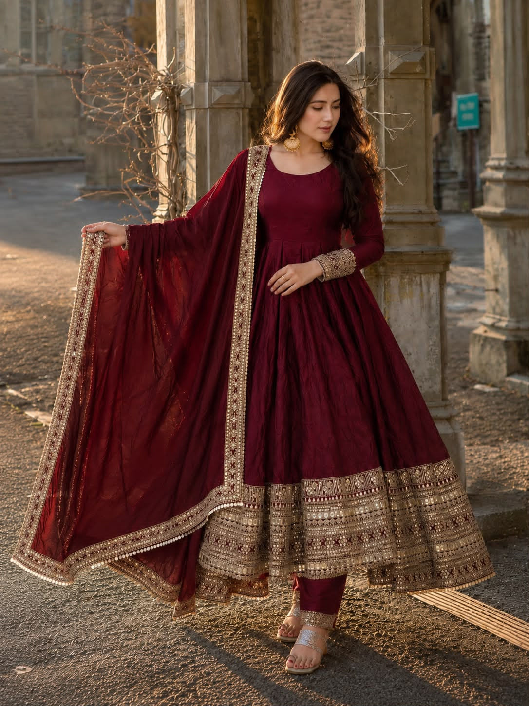 RANG BHOOMI - DESIGNER PARTY WEAR GOWN, PANT & DUPATTA SET - LILLEMART.COM