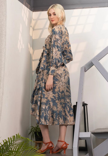 HOUSE OF ABEENA DRIFTWOOD BLOOM WRAP MIDI DRESS