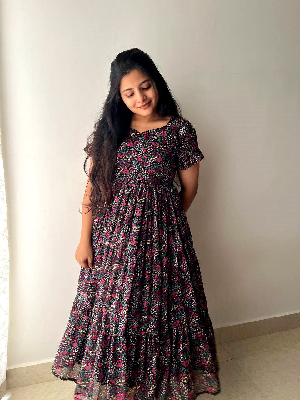 Thumbnail: RANG BHOOMI - FAUX GEORGETTE MIDI DRESS - LILLEMART.COM