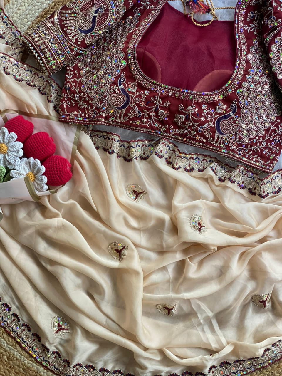 Thumbnail: RANG BHOOMI - DESIGNER SOFT TWO TONE RANGOLI SILK SAREE  - LILLEMART.COM
