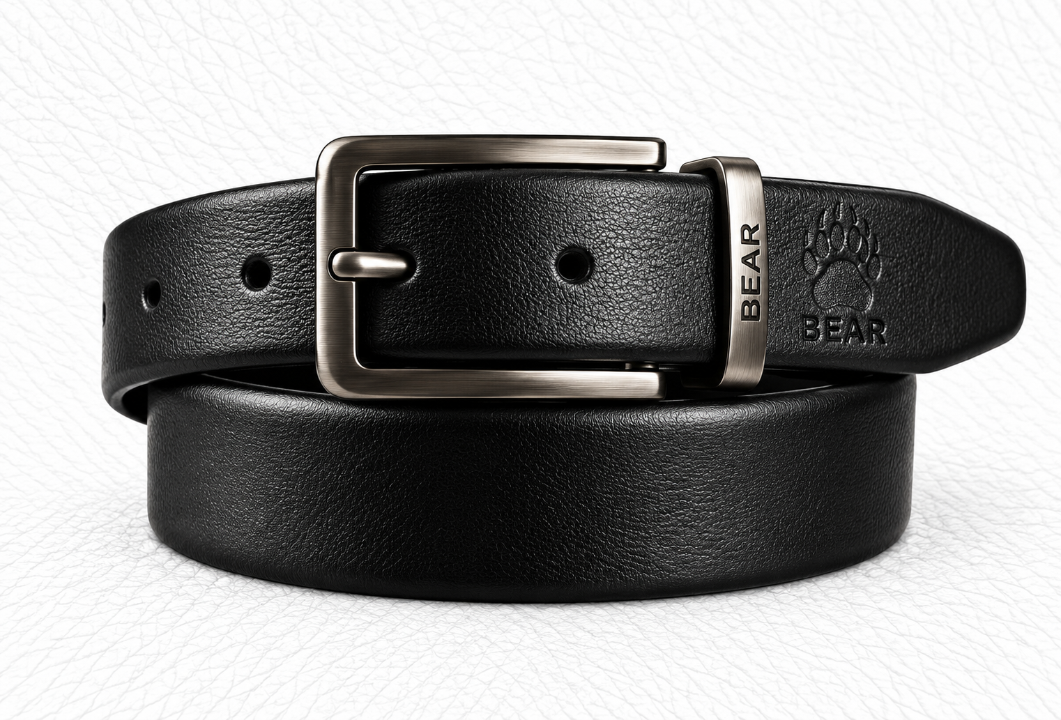 BEAR - PREMIUM REVERSIBLE KANPUR LEATHER BELT - BLACK & BROWN I LILLEMART.COM