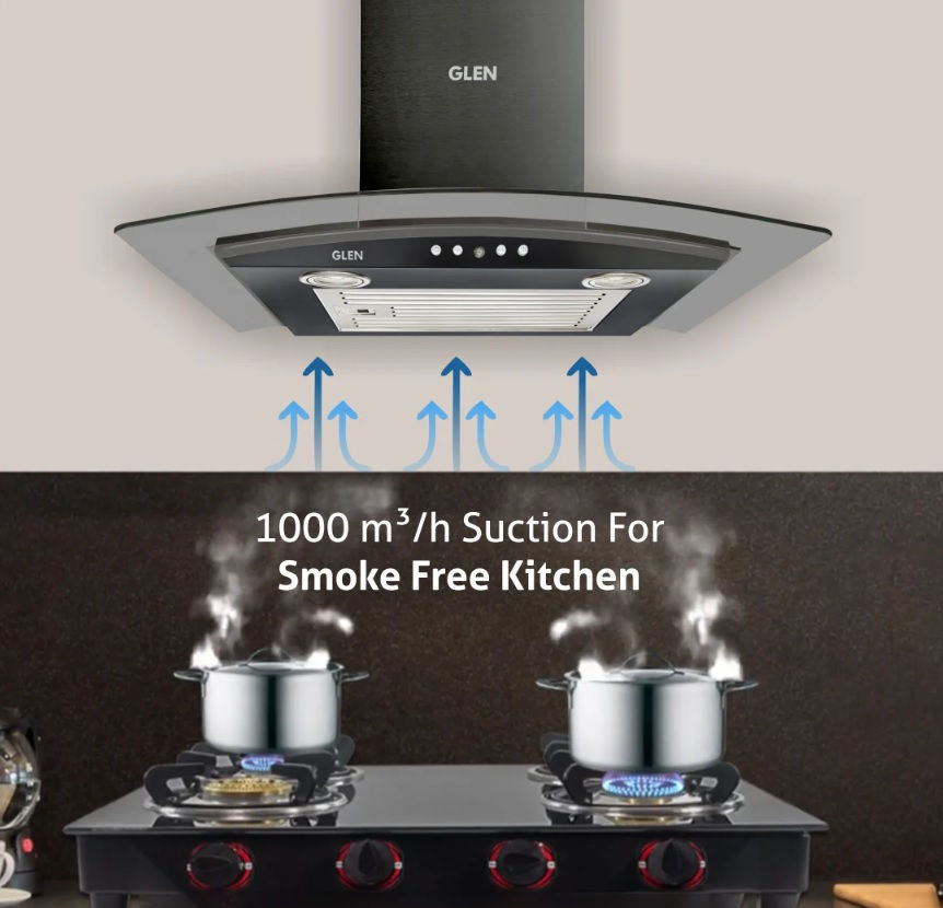 Thumbnail: GLEN - CURVED GLASS KITCHEN CHIMNEY - LILLEMART.COM