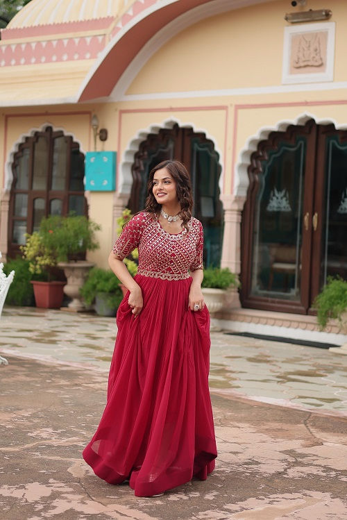 Thumbnail: RANG BHOOMI - PREMIUM DESIGNER FAUX BLOOMING GOWN - LILLEMART.COM