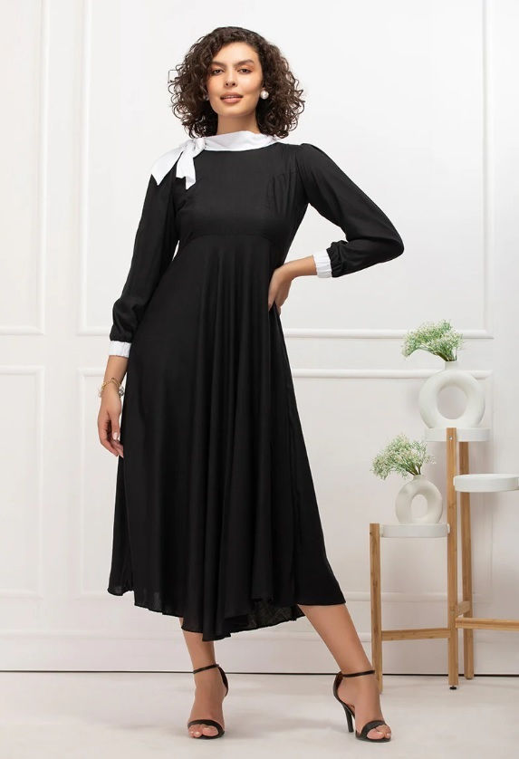 HOUSE OF ABEENA - MIDNIGHT GRACE VINTAGE BOW MAXI DRESS - BUYBAY.IN