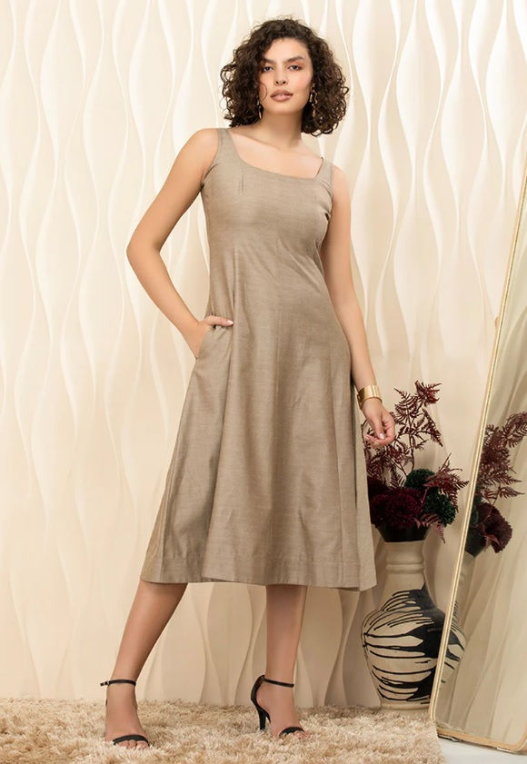 Thumbnail: HOUSE OF ABEENA - SANDSTONE GRACE BACK ZIP MIDI