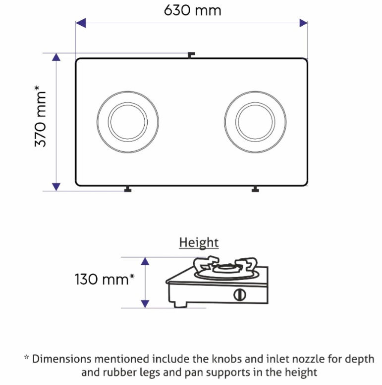 Thumbnail: GLEN - 2 BURNER GAS STOVE WITH GLASS TOP - LILLEMART.COM