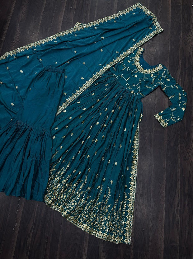 थंबनेल: RANG BHOOMI - PREMIUM DESIGNER SHARARA SUIT & DUPATTA - LILLEMART.COM