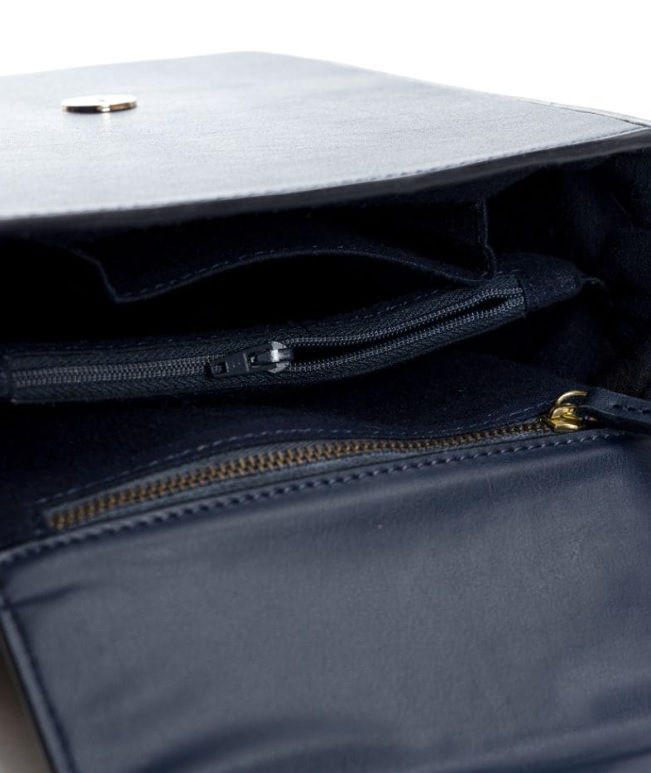 Thumbnail: GREEN HERMITAGE - CERES- NAVY BLUE VEGAN LEATHER CROSSBODY BAG  - LILLEMART.COM