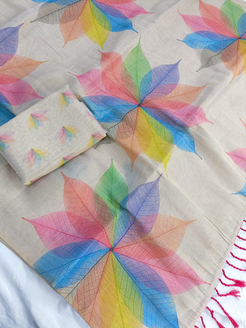 RANG BHOOMI - TISSUE SHINE SAREE WITH FLORAL DIGITAL PRINT - LILLEMART.COM