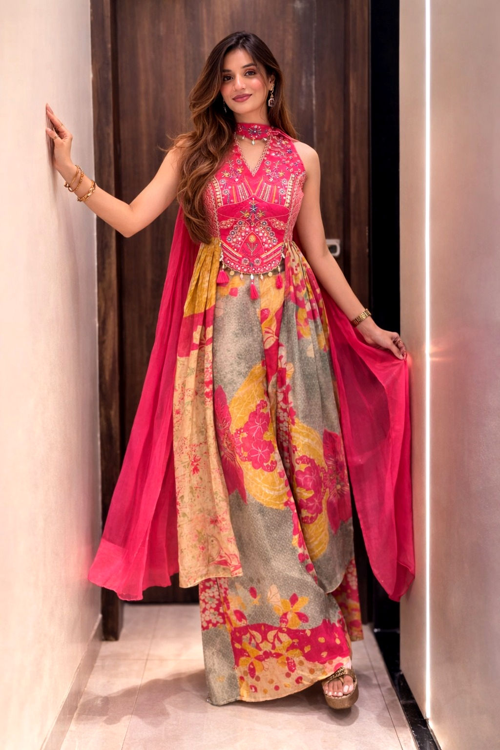 RANG BHOOMI - PREMIUM PURE CHINON WEDDING SUIT SET - LILLEMART.COM