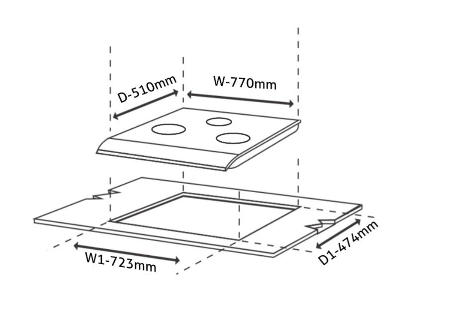 थंबनेल: GLEN - 3 BURNER, TRIPLE RING HOB GAS STOVE - LILLEMART.COM