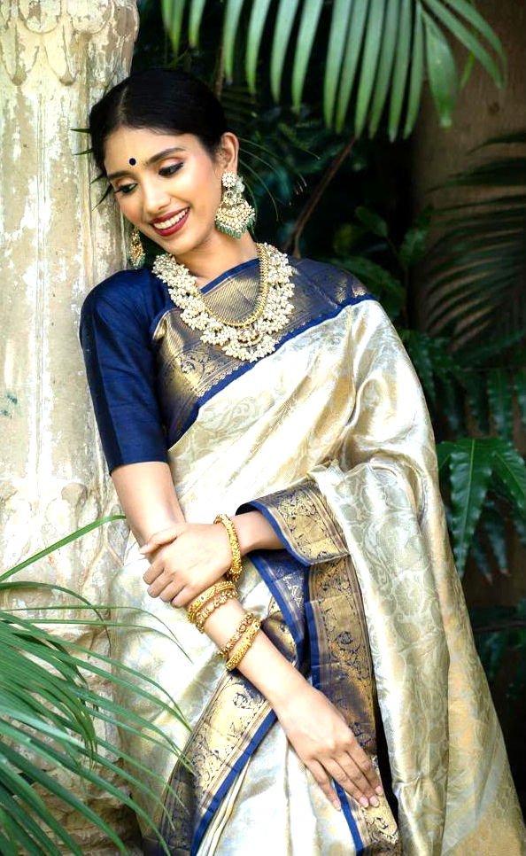 RANG BHOOMI - SOFT LICHI SILK SAREE WITH RICH JACQUARD WEAVING - LILLEMART.COM
