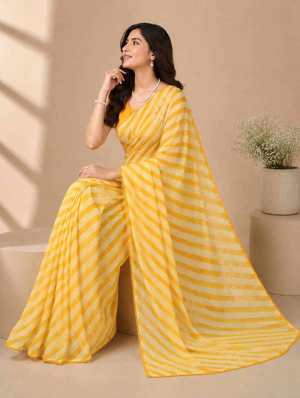 थंबनेल: RANG BHOOMI - GEORGETTE FOIL PRINT SAREE - LILLEMART.COM