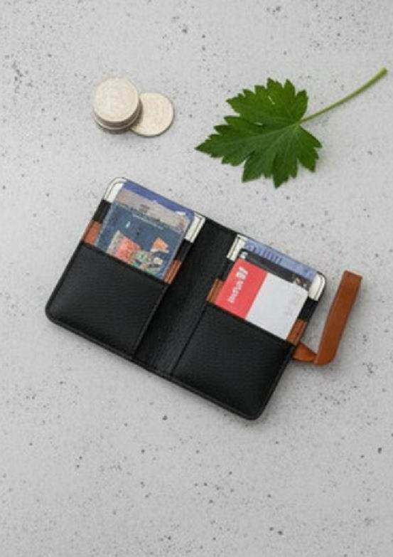 Thumbnail: GREEN HERMITAGE - NEITH BLACK & GINGERBREAD PLANT LEATHER CARD HOLDER - LILLEMART.COM
