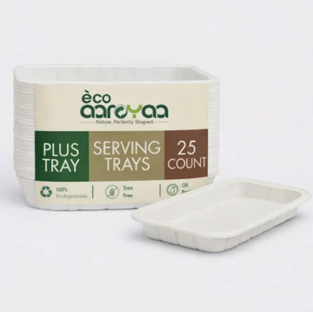 ECO AAROYAA | BAGASSE DISPOSABLE PLUS TRAY - LILLEMART.COM