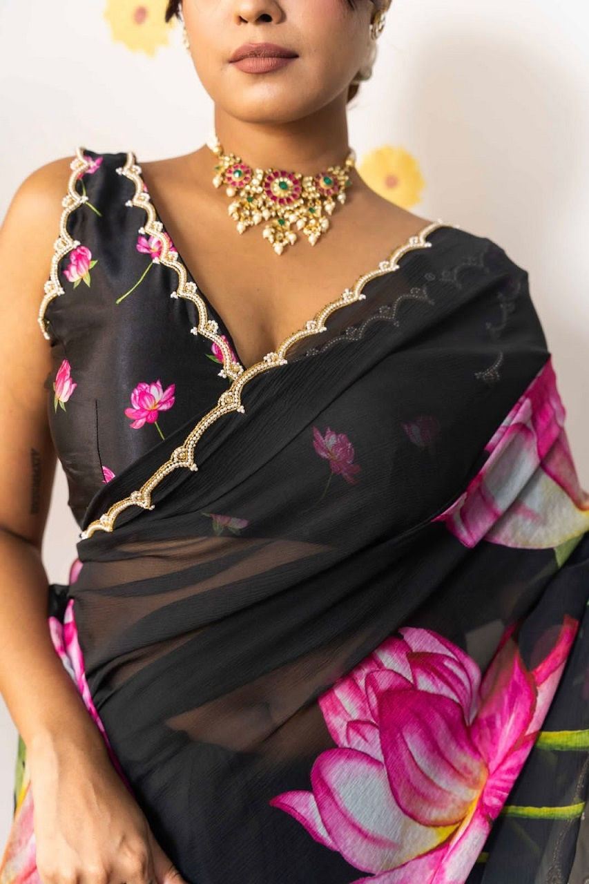 RANG BHOOMI - SOFT TABY ORGENZA SAREE WITH DIGITAL PRINT - BUYBAY.IN