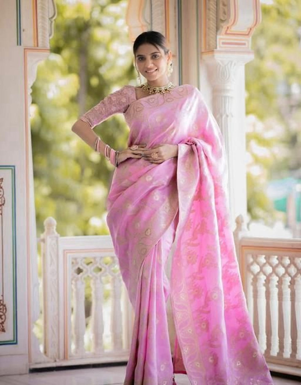 UNITOPIA - PREMIUM LICHI SILK SAREE WITH JACQUARD WEAVE - BUYBAY.IN