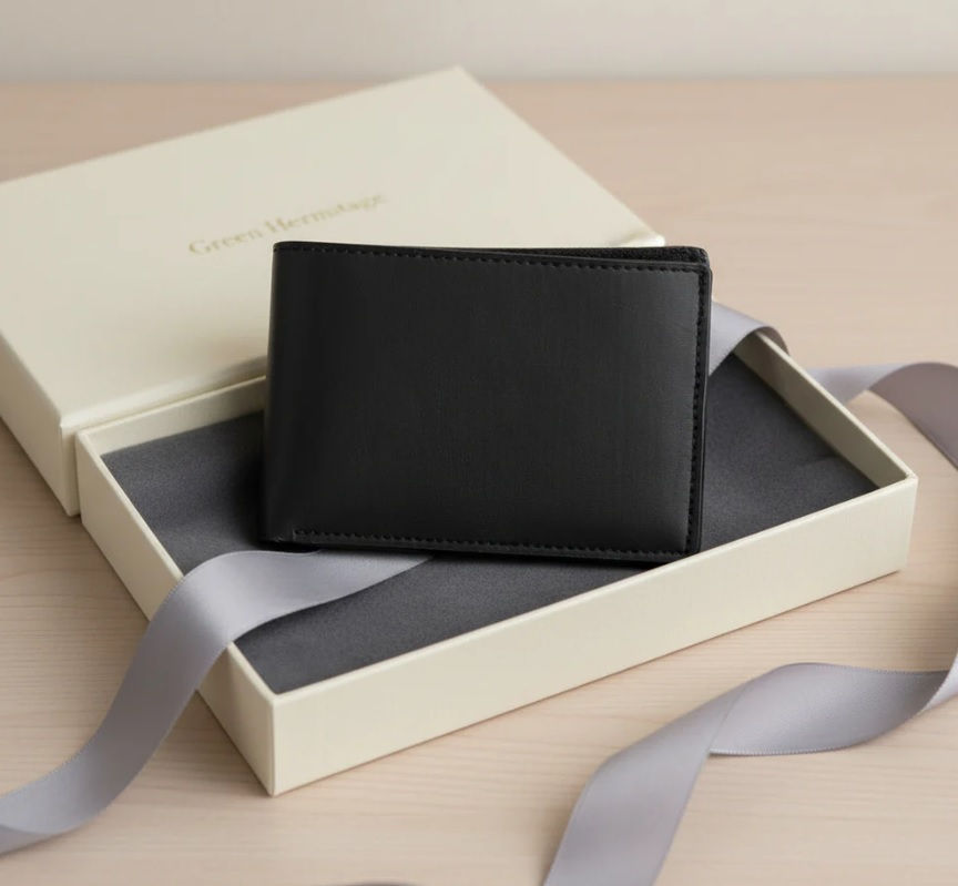 Thumbnail: GREEN HERMITAGE -HELIOS – BLACK | PLANT LEATHER MEN’S WALLET - LILLEMART.COM