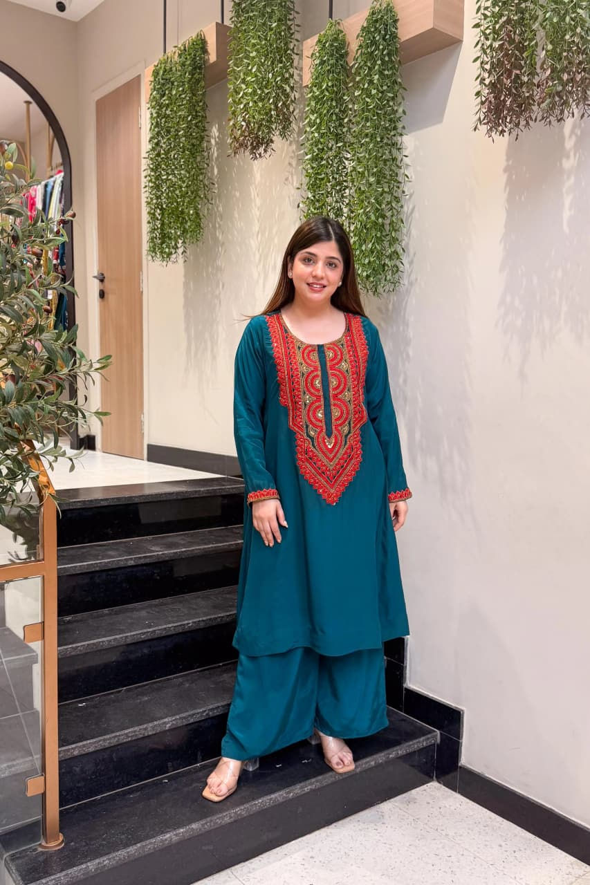 Thumbnail: RANG BHOOMI - STYLISH FRENCH CREPE CO-ORD SET - LILLEMART.COM