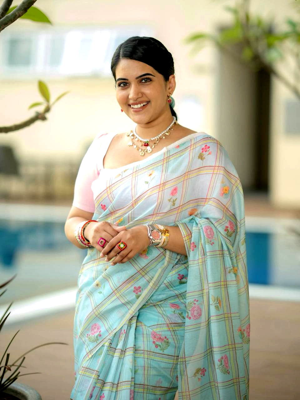 RANG BHOOMI - SOFT LINEN SAREE WITH DAISY FLORAL DIGITAL PRINT - LILLEMART.COM