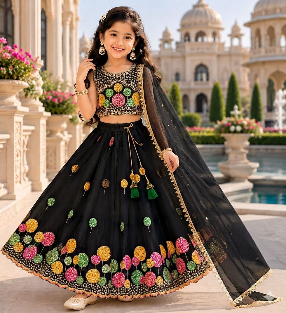 RANG BHOOMI - CHILDREN'S GEORGETTE EMBROIDERED LEHENGA CHOLI - LILLEMART.COM