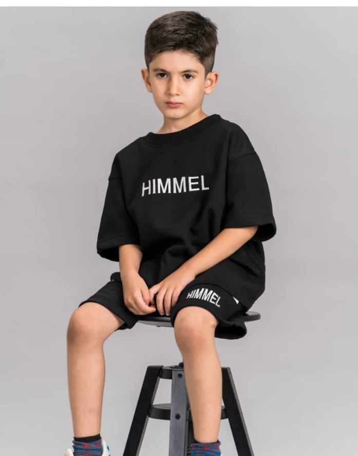 Thumbnail: HIMMEL - UNISEX OVERSIZED HALF HAND T SHIRT - BLACK - LILLEMART.COM