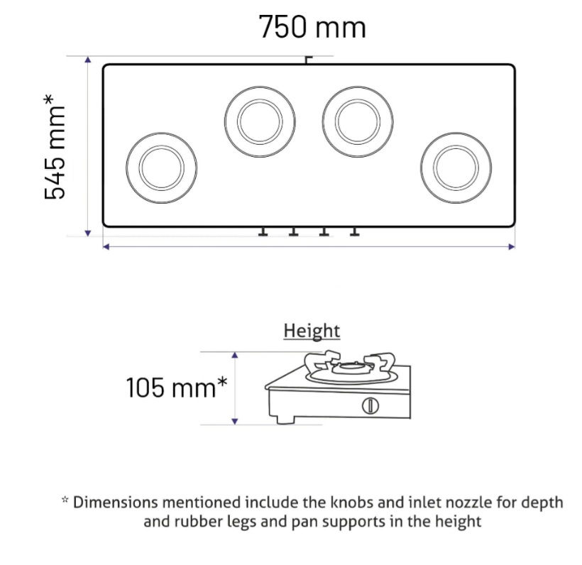 थंबनेल: GLEN - 4 BURNER ULTRA SLIM FREE STANDING HOB - LILLEMART.COM