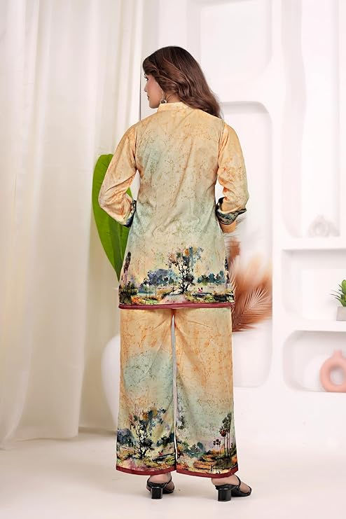 Thumbnail: COTUNLIE - INDIGO WOODS LOUNGE WEAR CO-ORD SET - LILLEMART.COM