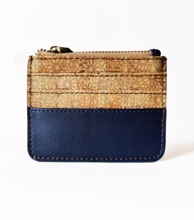 Thumbnail: GREEN HERMITAGE - IRIS NAVY BLUE PLANT LEATHER CARD HOLDER - LILLEMART.COM