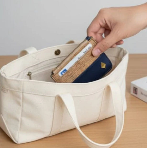 Thumbnail: GREEN HERMITAGE - IRIS NAVY BLUE PLANT LEATHER CARD HOLDER - LILLEMART.COM