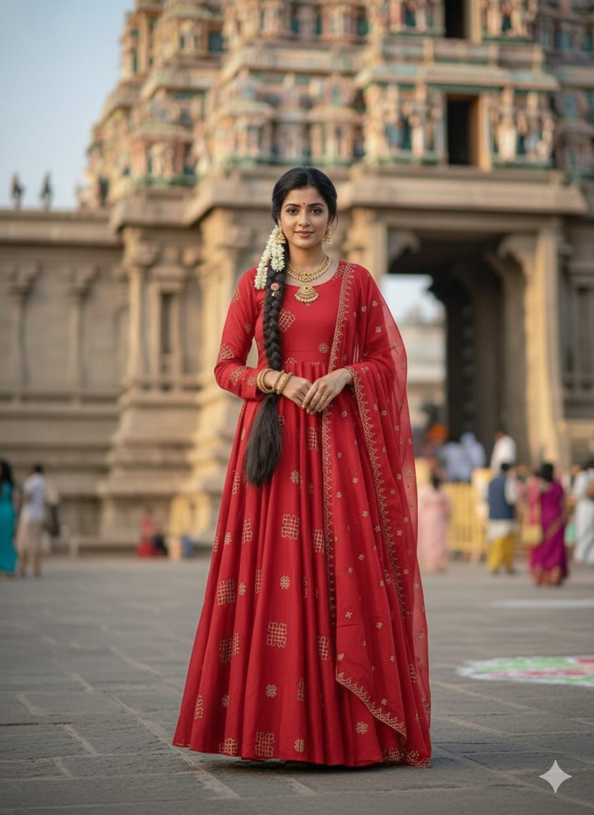 Thumbnail: RANG BHOOMI - PREMIUM RANGOLI SILK DESIGNER GOWN WITH BEADS - LILLEMART.COM