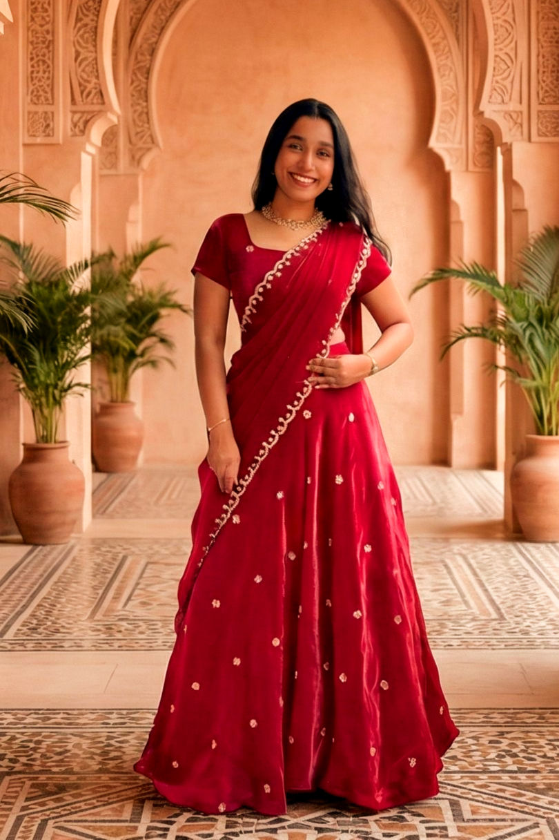 RANG BHOOMI - LUXURIOUS SPACE SILK LEHENGA - LILLEMART.COM