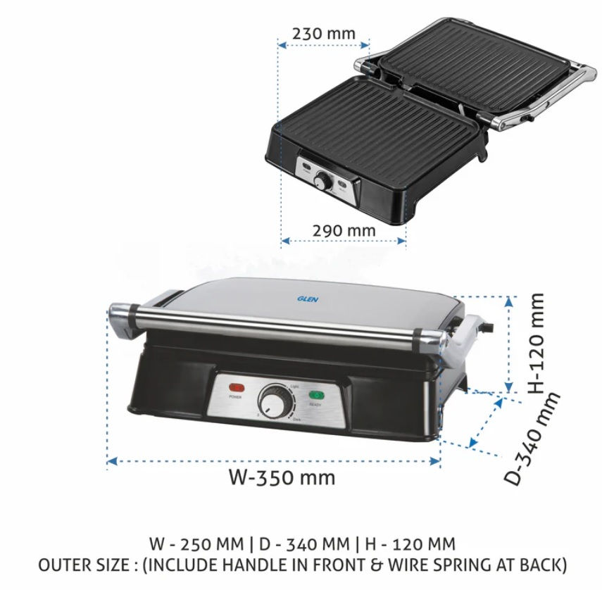 थंबनेल: GLEN - ELECTRIC CONTACT GRILL & SANDWICH MAKER WITH 180 DEGREE OPENING - LILLEMART.COM