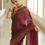थंबनेल: UNITOPIA - PREMIUM MAROON LITCHI SILK SAREE WITH BEAUTIFUL BORDER - LILLEMART.COM